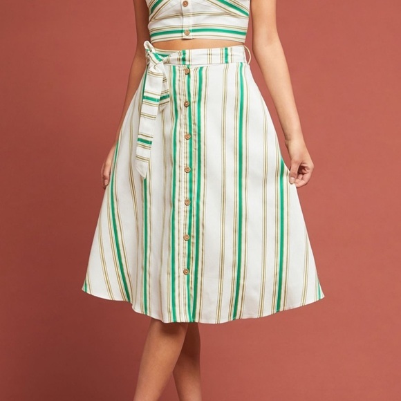 Hutch Dresses & Skirts - Hutch Anthropologie Baracoa Striped Button-Down Midi A-Line Skirt Size 2 Coastal